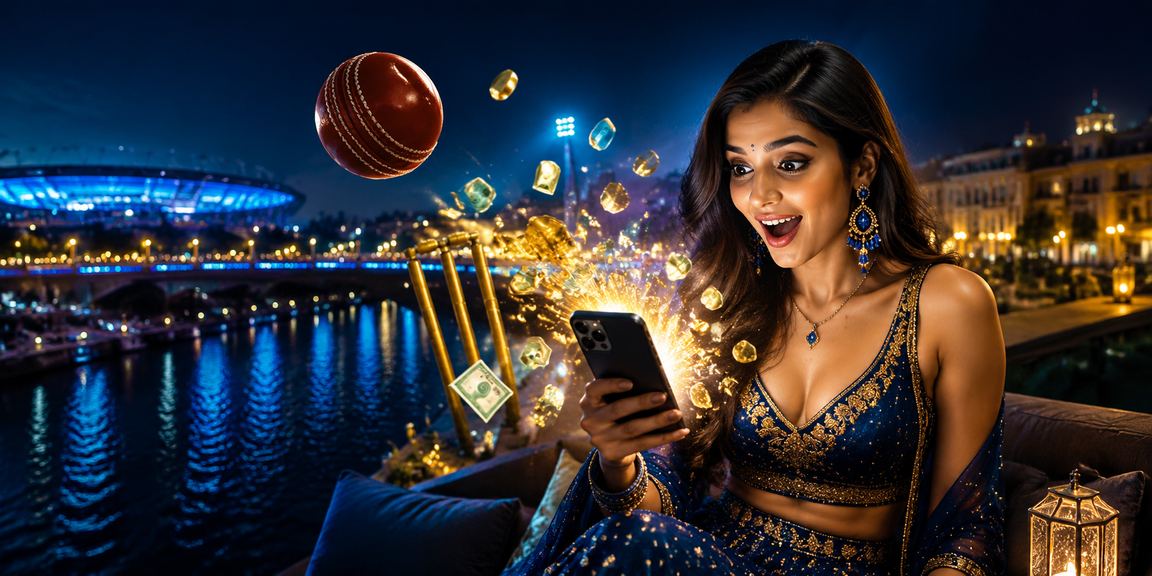 A vibrant evening at Ahmedabad riverfront with betting neon lights