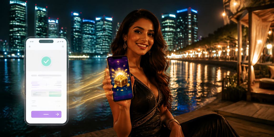 Young woman making online payment using UPI in India